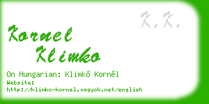 kornel klimko business card