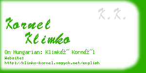 kornel klimko business card